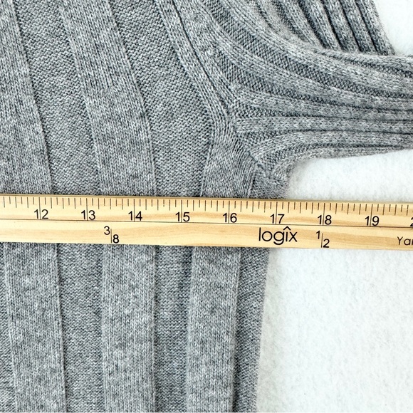 Anthropologie Sweater Dress Womens Small Gray Yellow Rib Knit Bell Sleeves - Picture 12 of 13